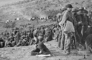 Confederate prisoners awaiting transportation, Belle Plain, Va,
