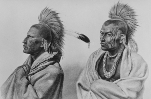 Two braves with faces painted. Left to right: Massica, a Sauk, and Wakusasse, a Fox