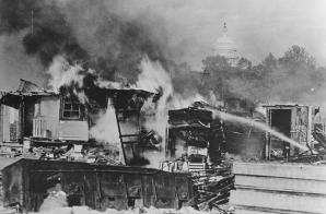 Bonus Army Shacks Burning in Washington, DC