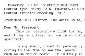 Email to President Clinton from John Glenn