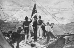 U.S. Marines and Sailors Under the Command of Commander James B. Montgomery Landed at Yerba Buena and Raised the American Flag July 9, 1846. Copy of painting by Capolino.