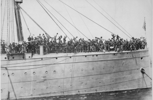 Soldiers Aboard U.S. Transport Hancock About to Sail for France