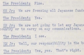Conversation Between President Roosevelt and Henry Morgenthau, Jr. After the Pearl Harbor Attack