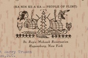 Letter from Ray Fadden of the Akwesasne Mohawk Counselor Organization to President Truman