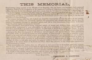 Memorial written by Josephine Griffing asking that women be commissioned to assist with the care and education of the freedmen