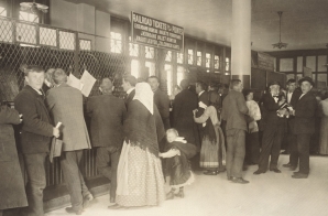 Immigrants Buying Railroad Tickets on Ellis Island