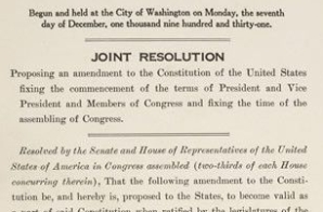 Joint Resolution Proposing the Twentieth Amendment to the United States Constitution