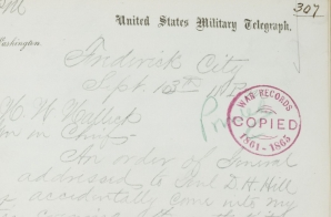Telegram from Major General George McClellan Regarding General Robert E. Lee