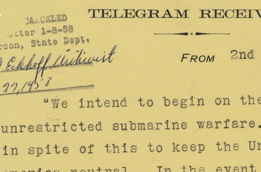Telegram with a Translation of the Zimmermann Telegram
