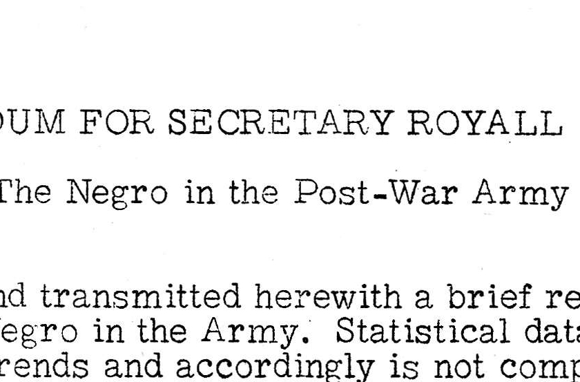 "The Negro in the Army" Press Release