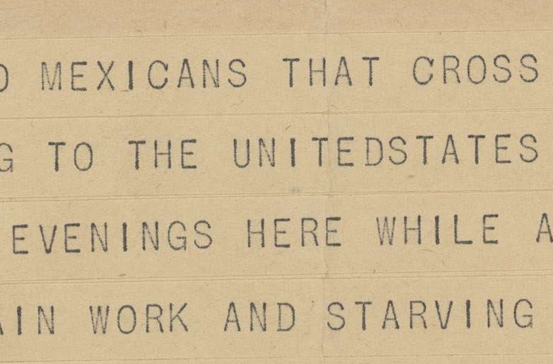 Telegram from W. G. Blalcok to Senator Henry F. Ashurst Regarding Mexican Immigration