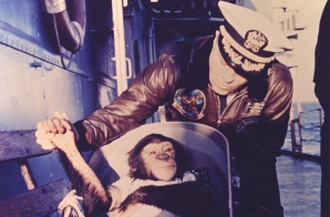 Ham the Chimpanzee on the Deck of the USS Donner