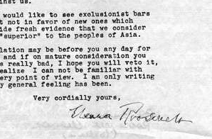 Letter from Eleanor Roosevelt to President Truman