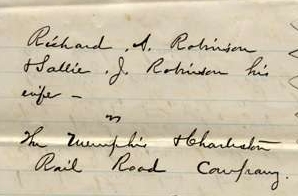 Complaint from Robinson v. Memphis and Charleston Railroad Company