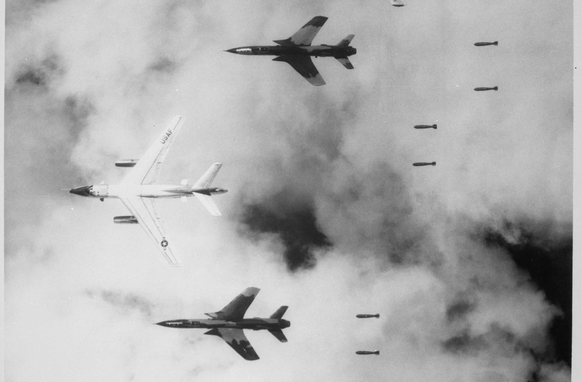 Thunderchief Pilots Bomb a Military Target
