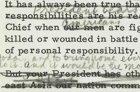 President Johnson’s Draft Response to Mr. and Mrs. Keck Regarding their Son