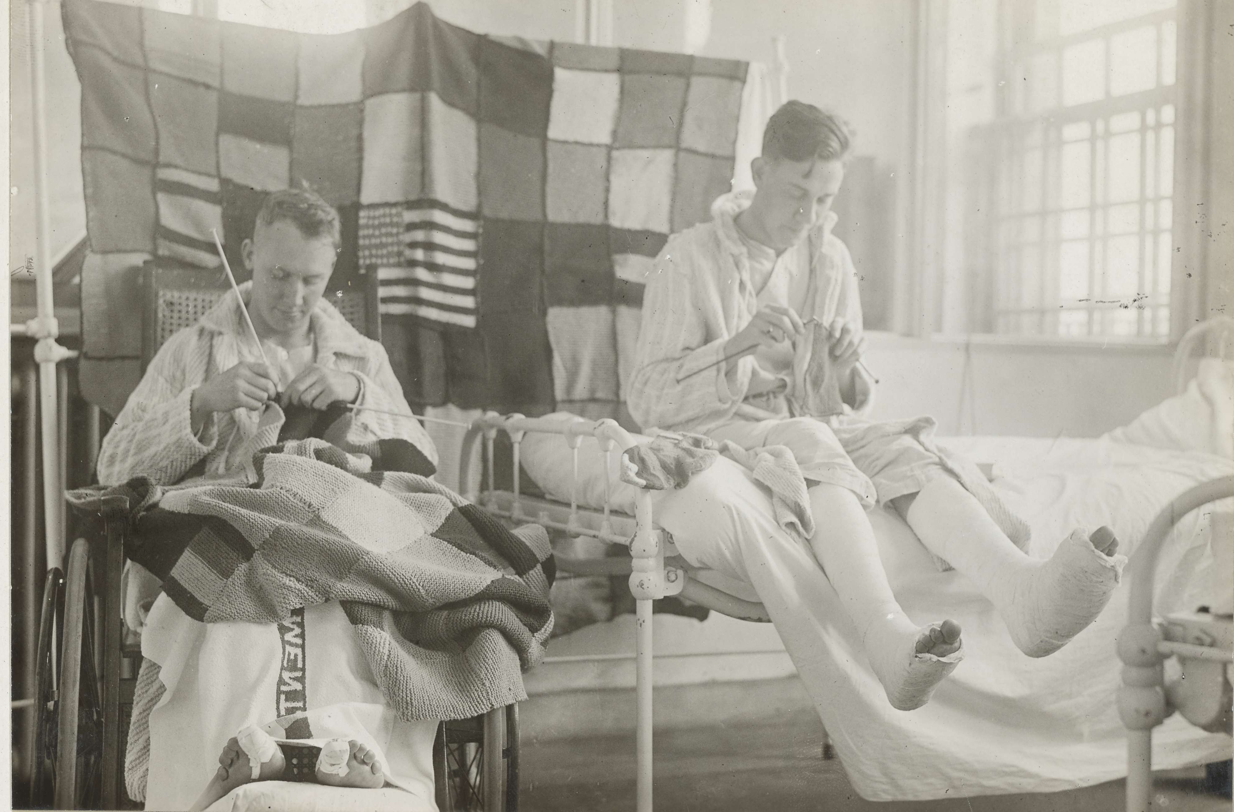 Soldier Patients Learning to Knit at Walter Reed General Hospital, Washington, DC