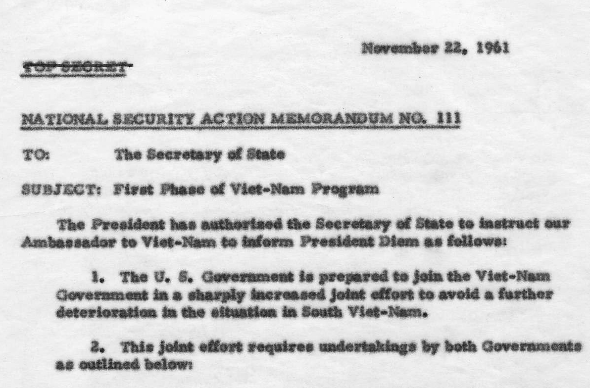National Security Action Memorandum No. 111 First Phase of Vietnam Program