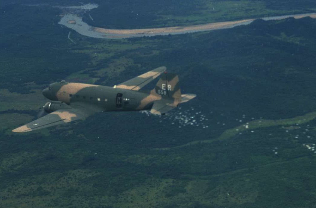 U.S. Air Force C-47 Releases Leaflets